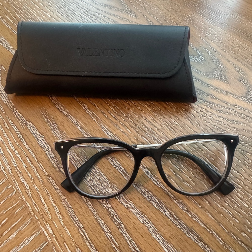 Valentino Black Cat-Eye Blue Light Glasses with Case